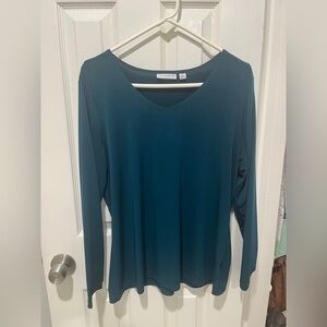 Susan Graver liquid knit teal top